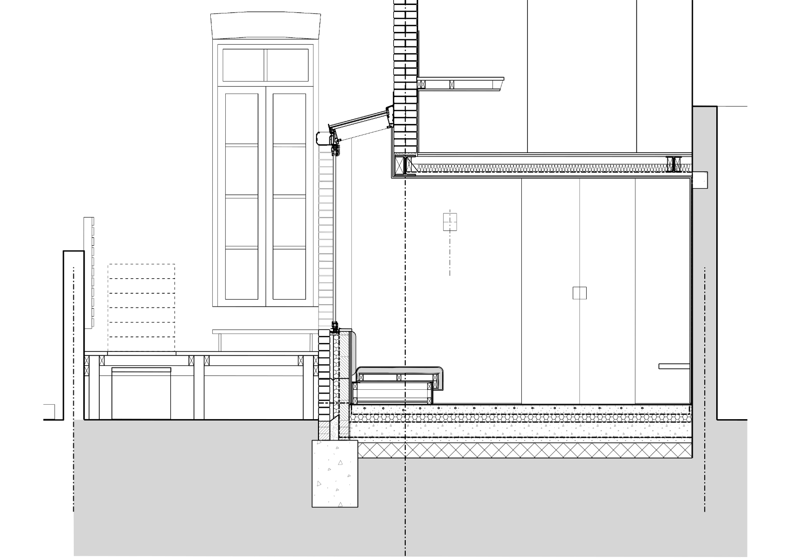 Construction drawing across extension