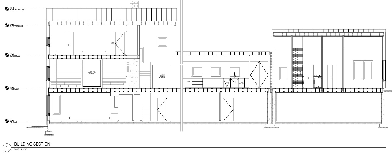 Long section of new build (courtesy of Studio For, NYC)